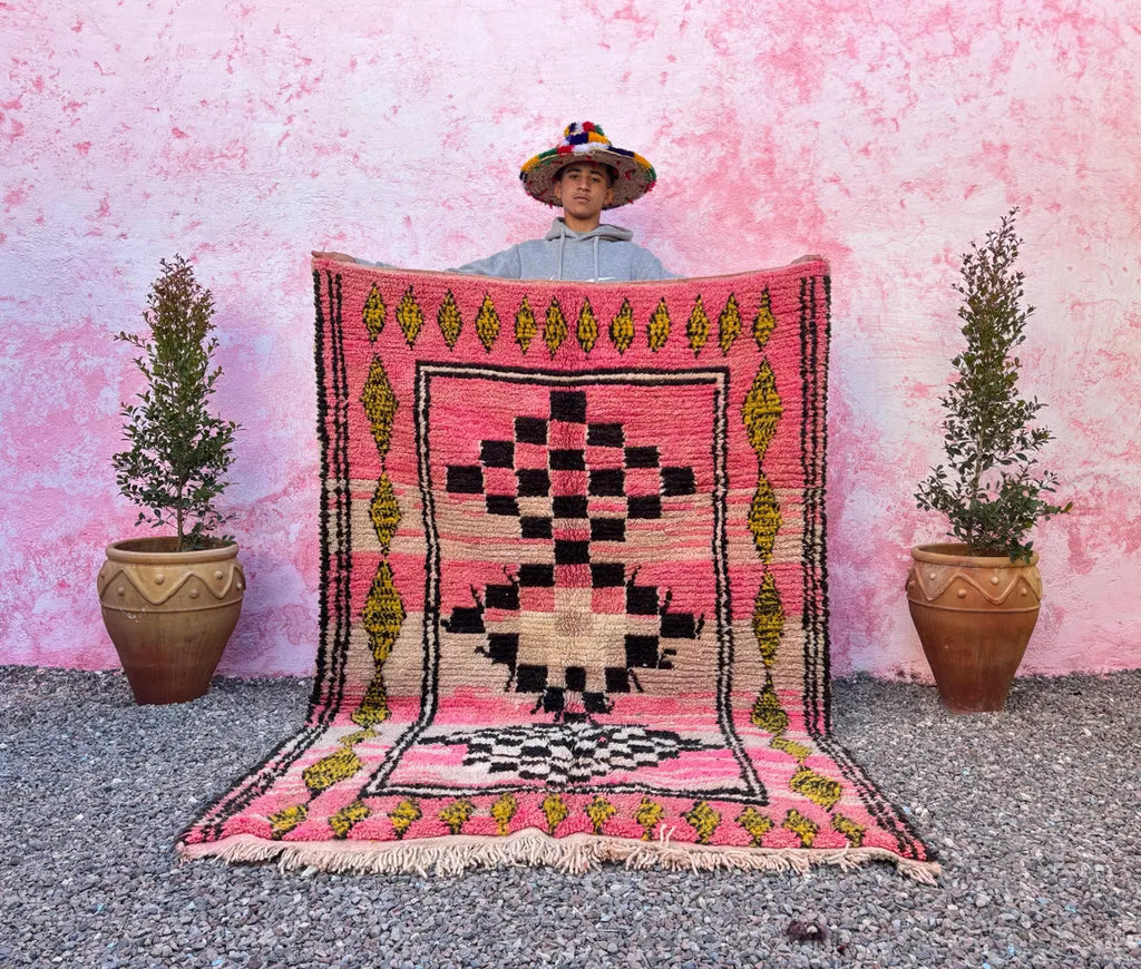 Marokkolainen käsinsolmittu Amazigh-matto – Beni Ourain -tyyli, Atlas-vuoriston villaa